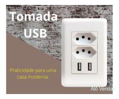 Tomada dupla de parede com entrada USB para carregar Celular entre outros